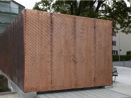 Raised expanded copper meshes with diamond holes are used as covers of substation.